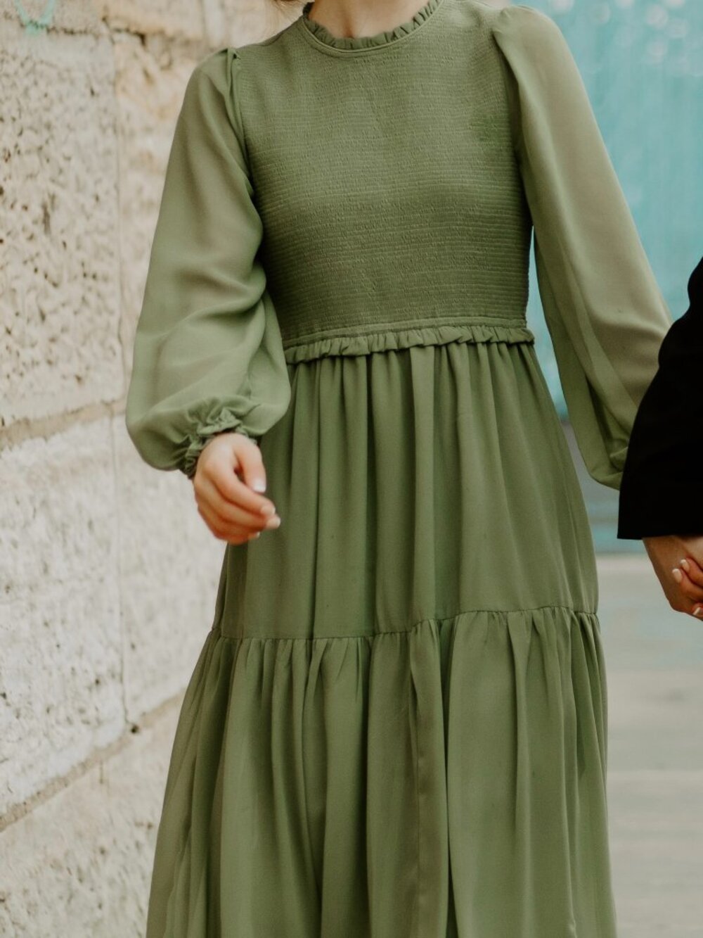 EUC Small Smocked green Dress